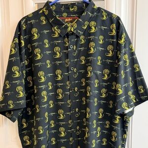 Retro Rifle 3XL No Mercy. Black and Yellow Cobra Print Men's Shirt